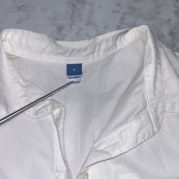 OLD NAVY WOMENS SHIRT DRESS WHITE SHORT SLEEVE Sz MD NEW - Picture 9 of 11